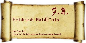 Fridrich Melánia névjegykártya